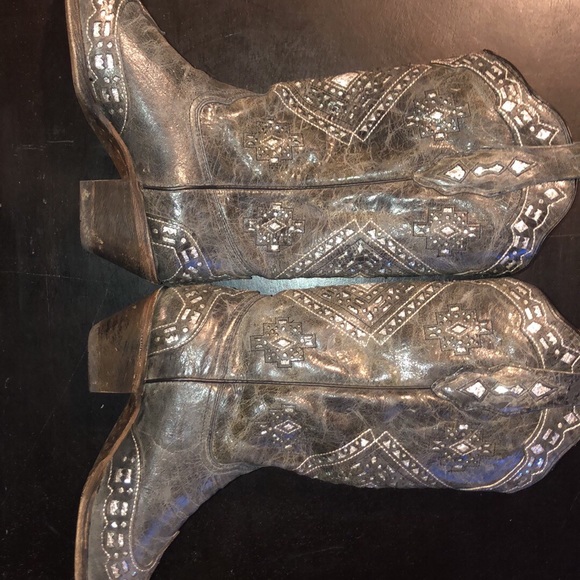 Vintage Grey glitter cowboy boots size 8 1/2 - Picture 2 of 4